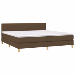 vidaXL Giroletto a Molle con Materasso Marrone Scuro 200x200cm Tessuto - Vista aggiuntiva 3