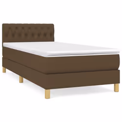 vidaXL Giroletto a Molle con Materasso Marrone Scuro 90x190cm Tessuto - Vista aggiuntiva 2