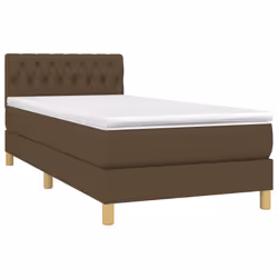 vidaXL Giroletto a Molle con Materasso Marrone Scuro 90x190cm Tessuto - Vista aggiuntiva 3