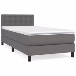 vidaXL Giroletto a Molle con Materasso Grgio 80x200 cm in Similpelle - Vista aggiuntiva 2