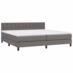 vidaXL Giroletto a Molle con Materasso Grgio 200x200 cm in Similpelle - Vista aggiuntiva 3