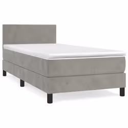 Giroletto a Molle con Materasso Grigio Chiaro 90x190 cm Vellutocod mxl 123568 - Vista aggiuntiva 2