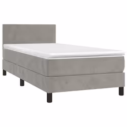 vidaXL Giroletto a Molle con Materasso Grigio Chiaro 90x200 cm Velluto - Vista aggiuntiva 3