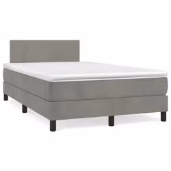 vidaXL Giroletto a Molle con Materasso Grigio Chiaro 120x200cm Velluto - Vista aggiuntiva 2