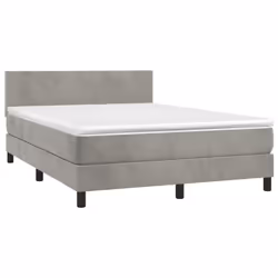 Giroletto a Molle con Materasso Grigio Chiaro 140x190cm Vellutocod mxl 75635 - Vista aggiuntiva 3