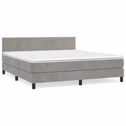 vidaXL Giroletto a Molle con Materasso Grigio Chiaro 160x200cm Velluto - Vista aggiuntiva 2