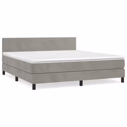 vidaXL Giroletto a Molle con Materasso Grigio Chiaro 180x200cm Velluto - Vista aggiuntiva 2
