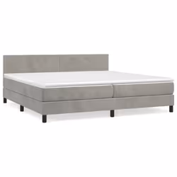 vidaXL Giroletto a Molle con Materasso Grigio Chiaro 200x200cm Velluto - Vista aggiuntiva 2
