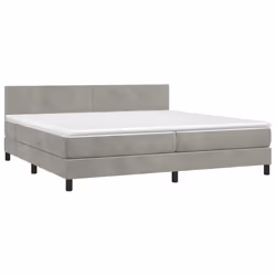 vidaXL Giroletto a Molle con Materasso Grigio Chiaro 200x200cm Velluto - Vista aggiuntiva 3