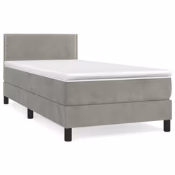 vidaXL Giroletto a Molle con Materasso Grigio Chiaro 80x200 cm Velluto - Vista aggiuntiva 2