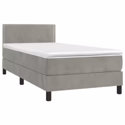 Giroletto a Molle con Materasso Grigio Chiaro 90x190 cm Vellutocod mxl 75633 - Vista aggiuntiva 3