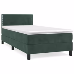 Giroletto a Molle con Materasso Verde Scuro 90x190 cm Vellutocod mxl 123564