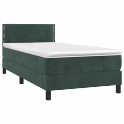 Giroletto a Molle con Materasso Verde Scuro 90x190 cm Vellutocod mxl 123564