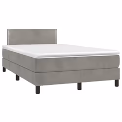 vidaXL Giroletto a Molle con Materasso Grigio Chiaro 120x200cm Velluto - Vista aggiuntiva 3