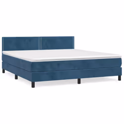 vidaXL Giroletto a Molle con Materasso Blu Scuro 180x200 cm in Velluto - Vista aggiuntiva 2