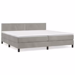 vidaXL Giroletto a Molle con Materasso Grigio Chiaro 200x200cm Velluto - Vista aggiuntiva 2