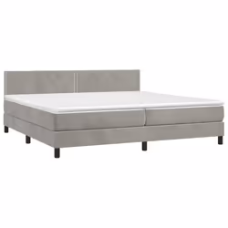 vidaXL Giroletto a Molle con Materasso Grigio Chiaro 200x200cm Velluto - Vista aggiuntiva 3