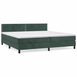 vidaXL Giroletto a Molle con Materasso Verde Scuro 200x200 cm Velluto - Vista aggiuntiva 2