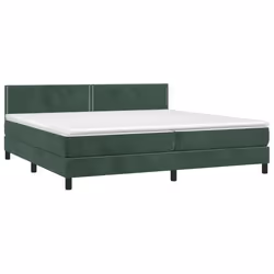 vidaXL Giroletto a Molle con Materasso Verde Scuro 200x200 cm Velluto - Vista aggiuntiva 3