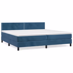 vidaXL Giroletto a Molle con Materasso Blu Scuro 200x200 cm in Velluto - Vista aggiuntiva 2