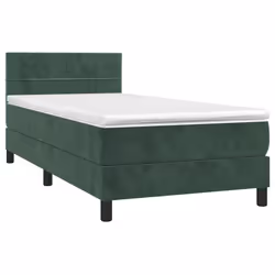 vidaXL Giroletto a Molle con Materasso Verde Scuro 80x200 cm Velluto - Vista aggiuntiva 3