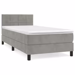 Giroletto a Molle con Materasso Grigio Chiaro 90x190 cm Vellutocod mxl 103882 - Vista aggiuntiva 2