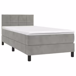 Giroletto a Molle con Materasso Grigio Chiaro 90x190 cm Vellutocod mxl 103882 - Vista aggiuntiva 3