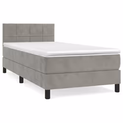 vidaXL Giroletto a Molle con Materasso Grigio Chiaro 90x200 cm Velluto - Vista aggiuntiva 2