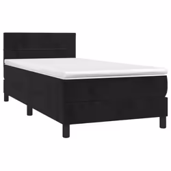 vidaXL Giroletto a Molle con Materasso Nero 100x200 cm in Velluto - Vista aggiuntiva 3