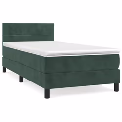 vidaXL Giroletto a Molle con Materasso Verde Scuro 100x200 cm Velluto - Vista aggiuntiva 2