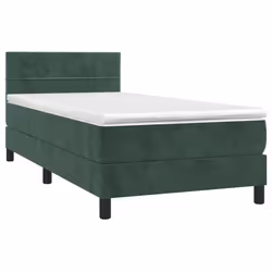 vidaXL Giroletto a Molle con Materasso Verde Scuro 100x200 cm Velluto - Vista aggiuntiva 3