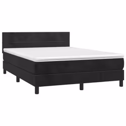 vidaXL Giroletto a Molle con Materasso Nero 140x190 cm in Velluto - Vista aggiuntiva 3