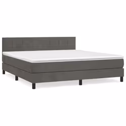 vidaXL Giroletto a Molle con Materasso Grigio Scuro 160x200 cm Velluto - Vista aggiuntiva 2