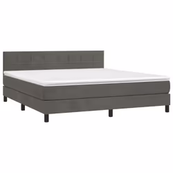 vidaXL Giroletto a Molle con Materasso Grigio Scuro 160x200 cm Velluto - Vista aggiuntiva 3