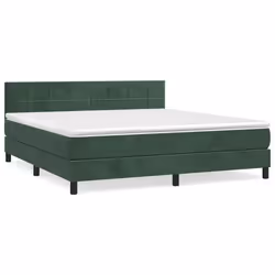 vidaXL Giroletto a Molle con Materasso Verde Scuro 180x200 cm Velluto - Vista aggiuntiva 2