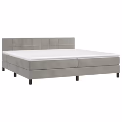 vidaXL Giroletto a Molle con Materasso Grigio Chiaro 200x200cm Velluto - Vista aggiuntiva 3