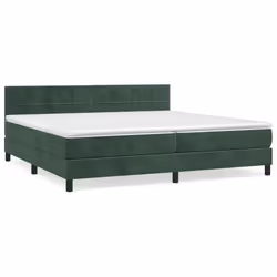 vidaXL Giroletto a Molle con Materasso Verde Scuro 200x200 cm Velluto - Vista aggiuntiva 2