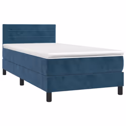 vidaXL Giroletto a Molle con Materasso Blu Scuro 80x200 cm in Velluto - Vista aggiuntiva 3
