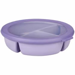 Il bento box tondo multi-scomparto con due settori contenenti 250 ml e un settore da 500 ml è ideale per conservare un pasto  ...