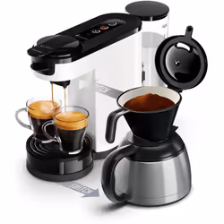 Senseo HD6592/05, Macchina da caffè combi, 1 L, Cialde caffè, Caffè macinato, 1450 W, Nero, Bianco