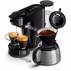 Senseo HD6592/65, Macchina da caffè combi, 1 L, Cialde caffè, Caffè macinato, 1450 W, Nero, Acciaio inox