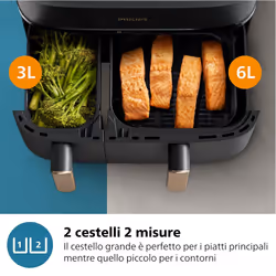 Philips 3000 series Airfryer con doppio cestello, friggitrice ad aria da 9.0L, 8 programmi, App per ricette NA352/00 - Vista aggiuntiva 8