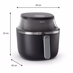 Philips 3000 series NA341/00 friggitrice Singolo 7,2 L Indipendente 2000 W Friggitrice ad aria calda Nero, Argento - Vista aggiuntiva 8