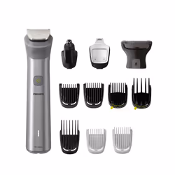 Philips All-in-One Trimmer MG5950/15 Serie 5000, Acciaio inox, 0,5 mm, 1,6 cm, 1 mm, Barba, Orecchio, Naso, Batteria