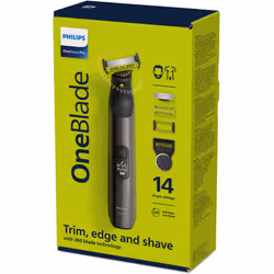 Philips OneBlade Pro 360 OneBlade Pro360 Face & Body Rasoio, Regolabarba e Rifinitore con Pettine di Precisione Regolabile 14 Lunghezze QP6551/15