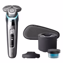 Philips SHAVER Series 9000 S9975/55 Rasoio elettrico Wet & Dry con SkinIQ, Rotazione, Argento, Dual SteelPrecision blades, Gr ...