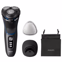 Philips Shaver 3000 Series S3344/13 Rasoio elettrico Wet & Dry, Rotazione, Nero, Blu, PowerCut blade system, SH30, 2 anno/i,  ...