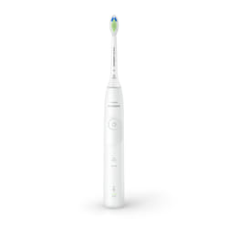 Philips 5500 Series Sonicare spazzolino elettrico sonico con base di ricarica, 2 livelli intensità, sensore di pressione colore bianco HX7110/01
