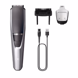 Philips BEARDTRIMMER Series 3000 BT3239/15 Regolabarba, Batteria, Lama auto-affilante, Nero, Argento