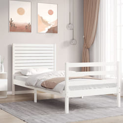 Giroletto con Testiera Bianco Single in Legno Massellocod mxl 129125